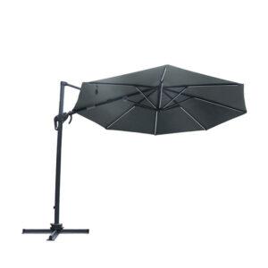 SENČNIK - FI 300 CM MINI Z NAKLONOM SIVA LED LUČKE